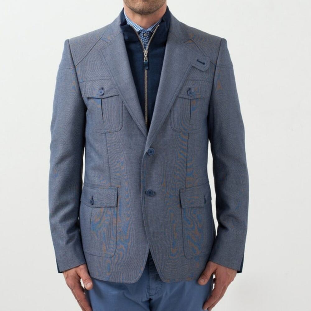 Circle of Gentlemen Medwyn Blazer Blue Removable Faux Jacket 56 EU 48" Chest